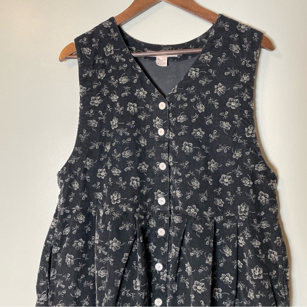 Smith & Hawken Dress size M Corduroy Floral Button Prairie 90’s VTG Cottagecore - Picture 3 of 10
